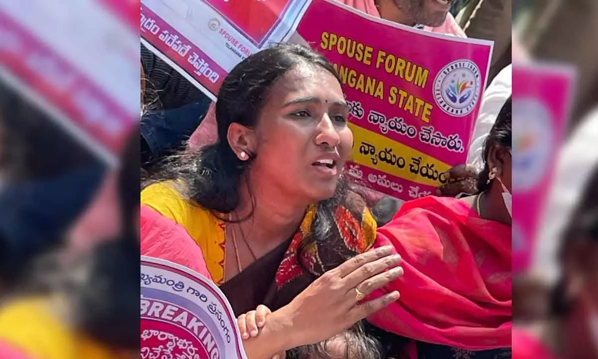 Teachers demand spouse transfers, stage protest at Pragati Bhavan