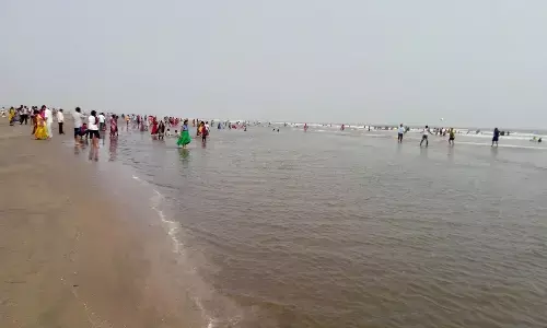 Visitors at Manginapudi / Machilipatnam beach on Sunday