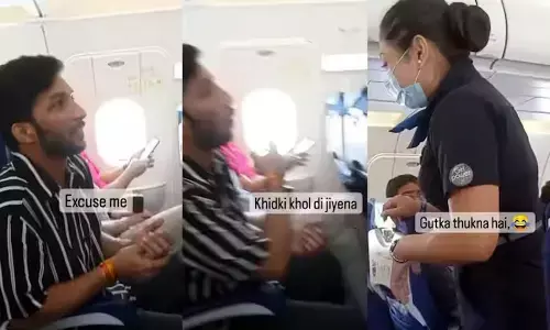 Man Asking Air Hostess To Open Flights Window