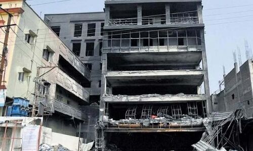 Civic body gets ready demolition of structure gutted in fire problem in Secunderabad