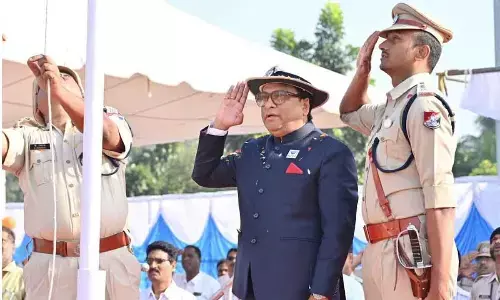 DRM Anup Satpathy taking part in Republic Day celebrations in Visakhapatnam on Thursday