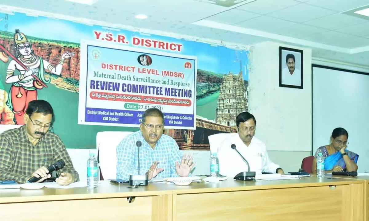 OSD Raghunath addressing the District-level Maternal Deaths Surveillance and Response meeting in Kadapa on Friday