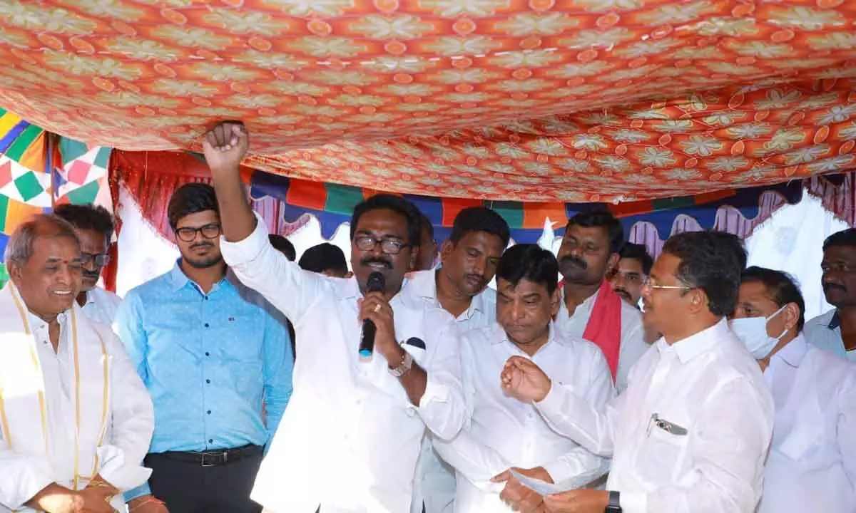 Transport Minister Puvvada Ajay at the Dalit Banhu programme in Khammam district on Friday