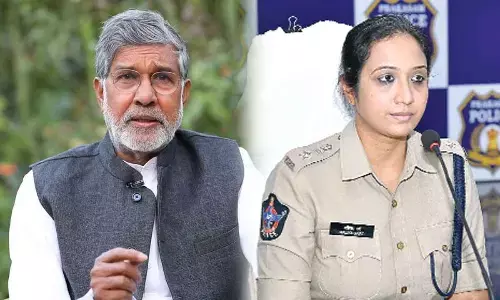 Nobel Peace Prize Laureate and Indian child rights activist Kailas Satyarthi; Prakasam district SP Malika Garg