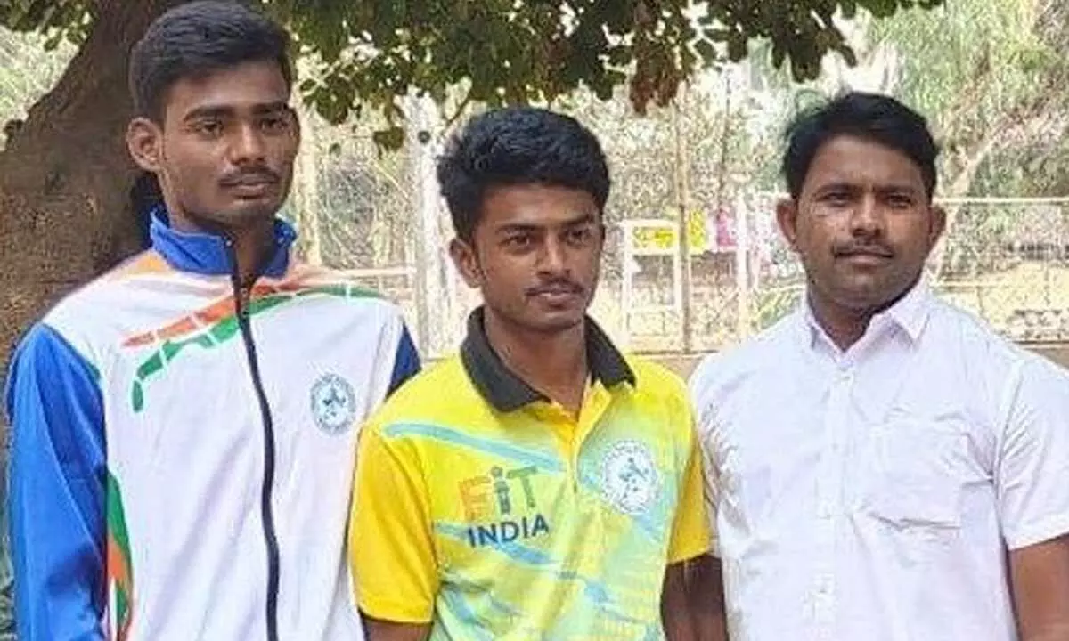 G Vijay Kumar, P Haneeth Nag and M Siva Anjaneyulu from Krishna district, who are selected for 1st Asian Shooting Ball Championship