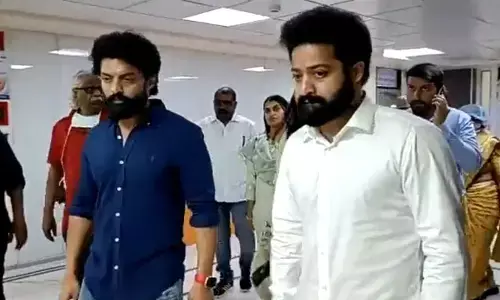 Jr. NTR visits Bangalore to inquire Tarakaratnas health, accompanied by Karnataka minister