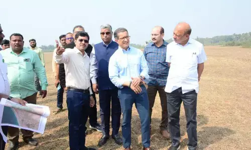 Oberoi Group CEO Vikram Oberoi and District Collector A Mallikarjuna visiting Bheemunipatnam mandal in Visakhapatnam on Sunday