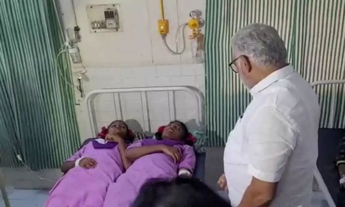 Water Resources Minister Ambati Rambabu visits students at GGH in Sattenapalli on Monday