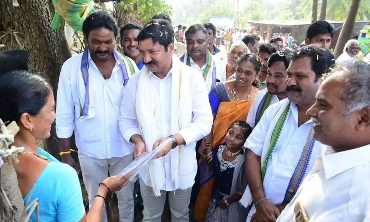 Housing Minister Jogi Ramesh interacting with the public in Krishna District  on Monday