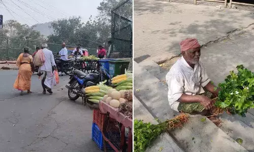 Small farmer of Vinukonda in Guntur district accompanied by his ailing wife (Right); Farm worker Turaka Sivaiah of Nidamarru village (Left)