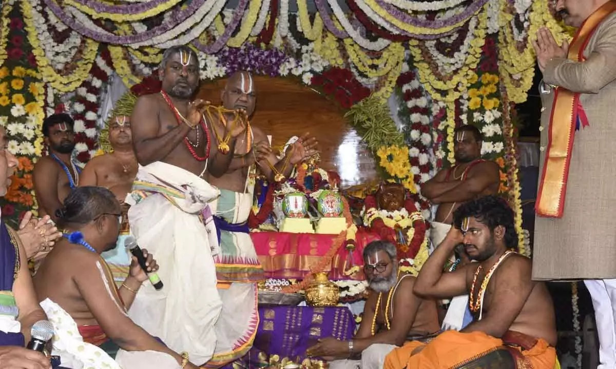 Sri Lakshmi Narasimha Swamy Kalyana Mahotsavam celebrated with great fervor at Antarvedi