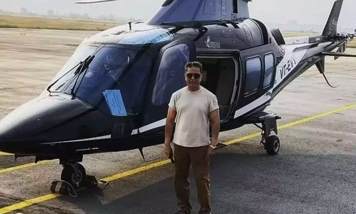 Kamal Haasan Reaches The Sets Of Shankar’s Indian 2 In A Private Helicopter