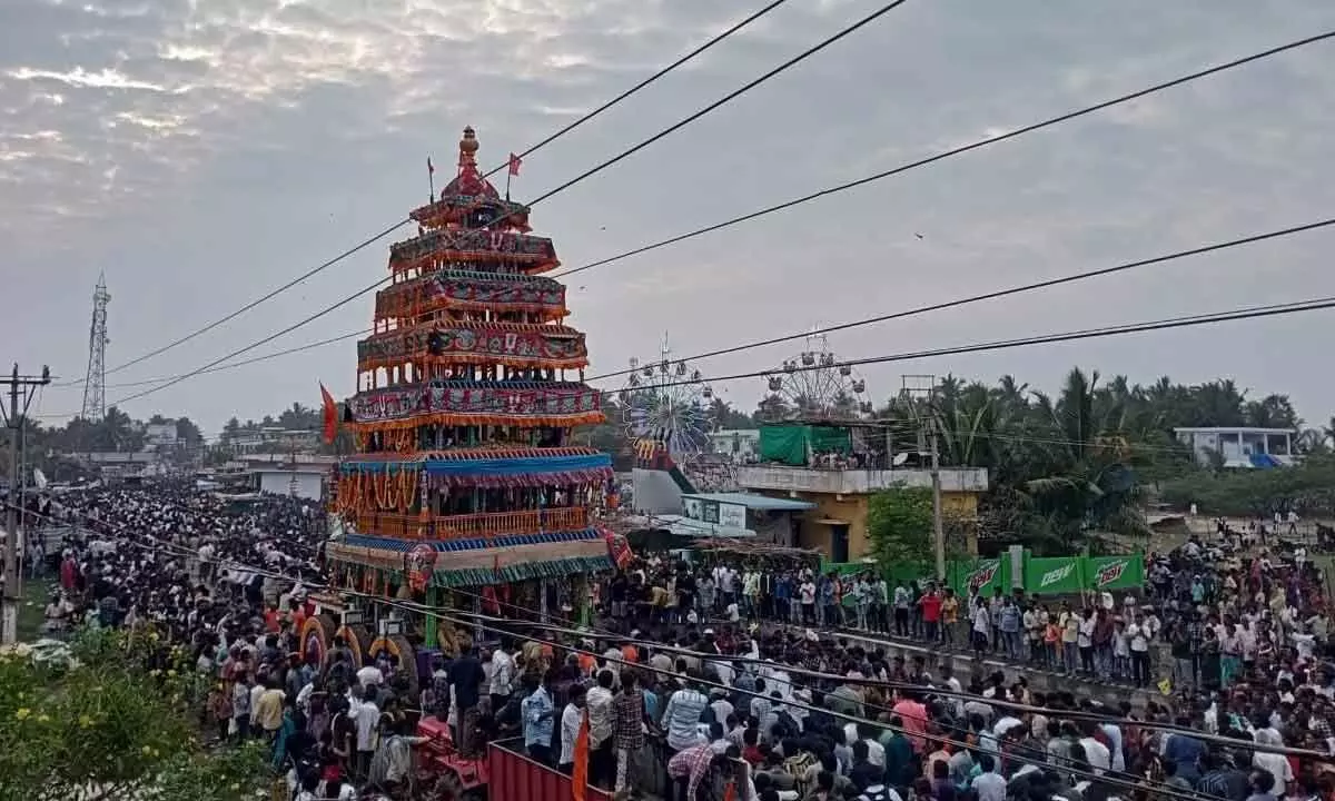 Ratha Yatra of Lord Sri Lakshmi Narasimha Swamy in Antarvedi on Wednesday