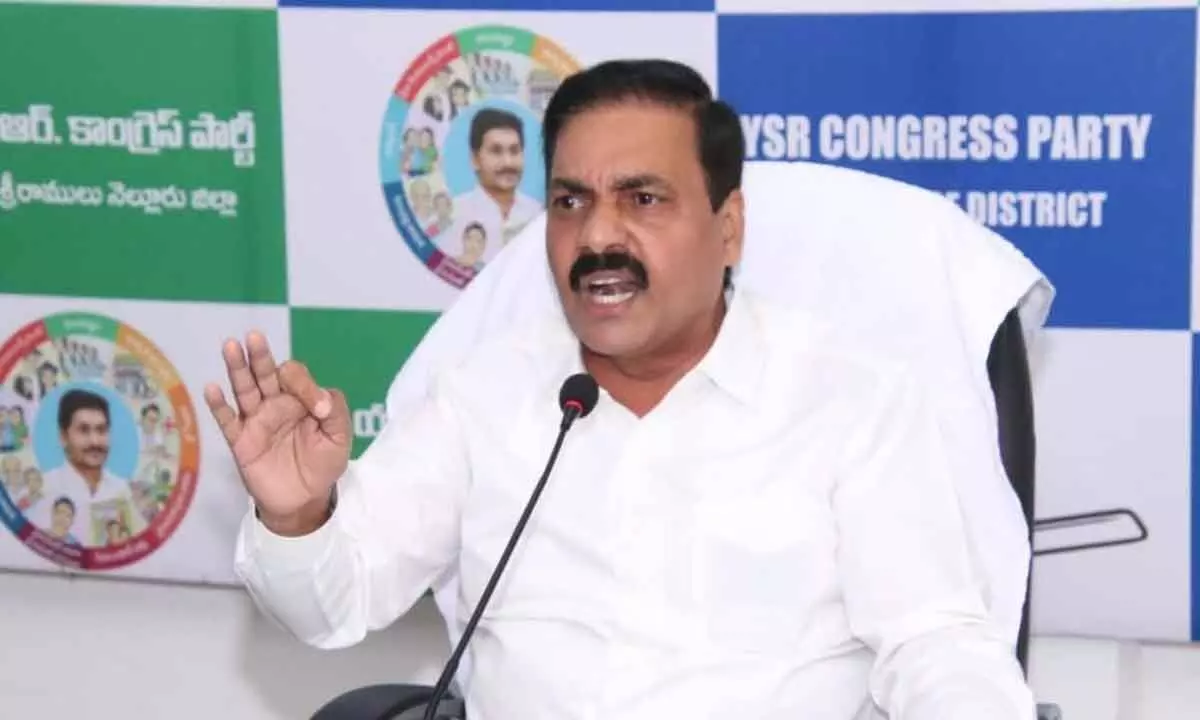 Agriculture Minister K Govardhan Reddy addressing the media in the city on Friday