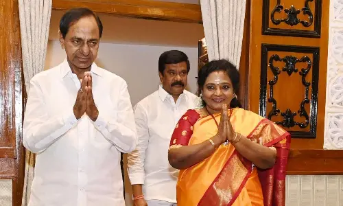 Chief Minister K Chandrashekar Rao and Governor Tamilisai Sounderarajan