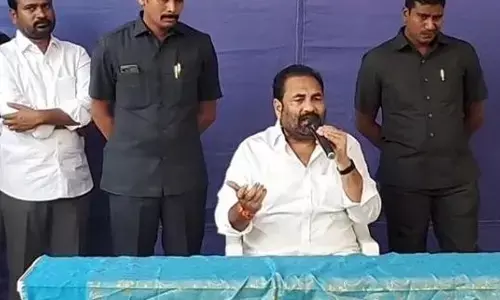 MLA Kotamreddy Sridhar Reddy addressing the media in Nellore on Sunday