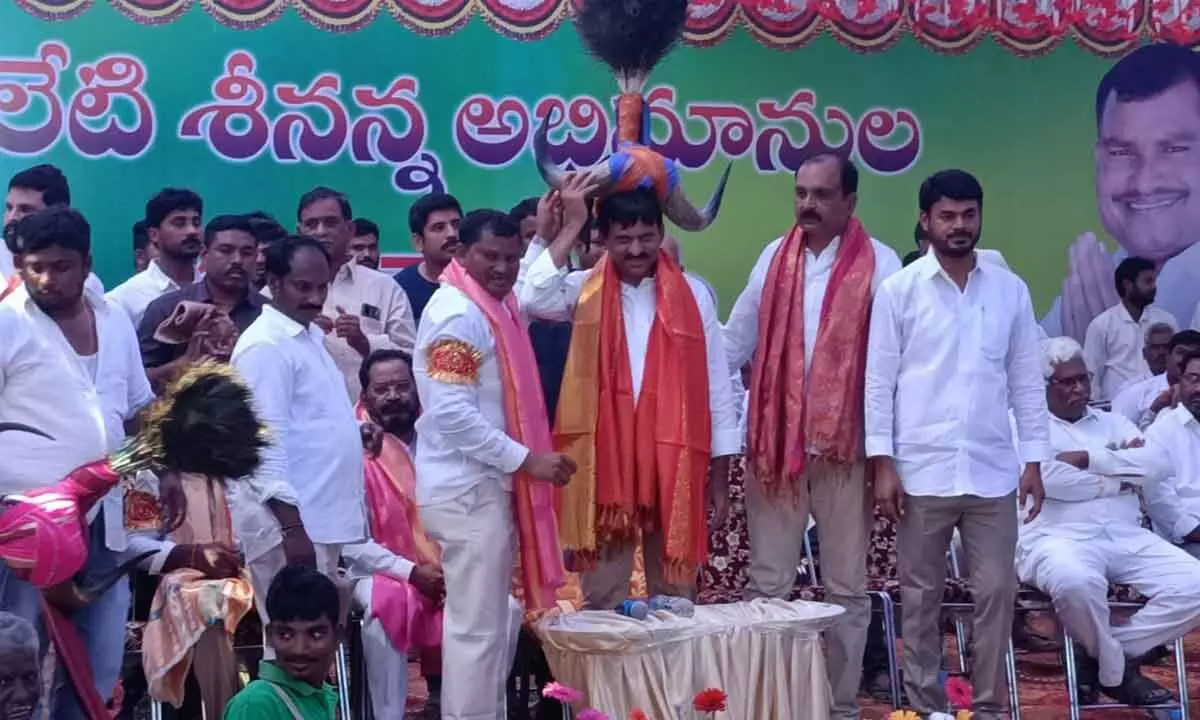 Former MP Ponguleti Srinivas Reddy speaking at an Athmeeya Sammelanam in Aswaraopet in Khammam district on Monday.