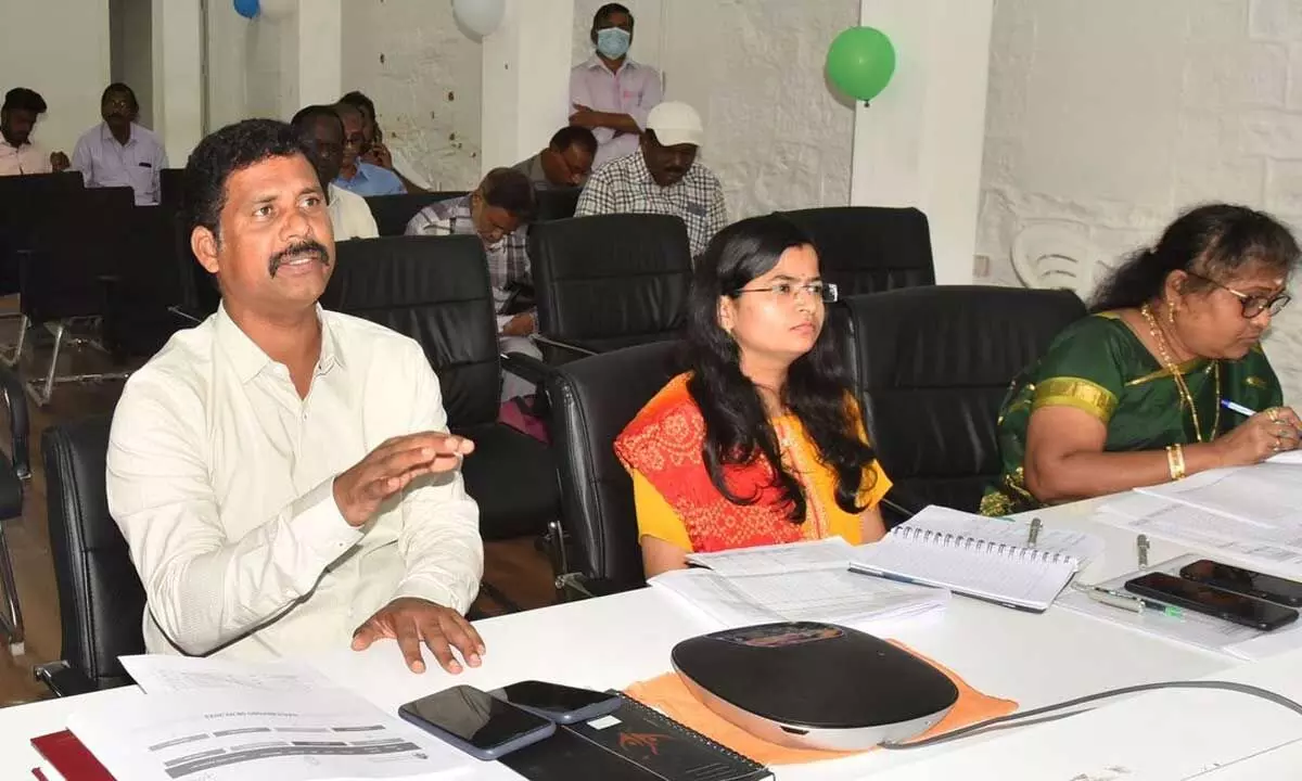 District Collector S Dilli Rao conducting videoconference in Vijayawada on Wednesday