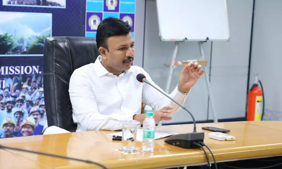 SCCL CMD N Sridhar speaking at a meeting in Hyderabad on Wednesday
