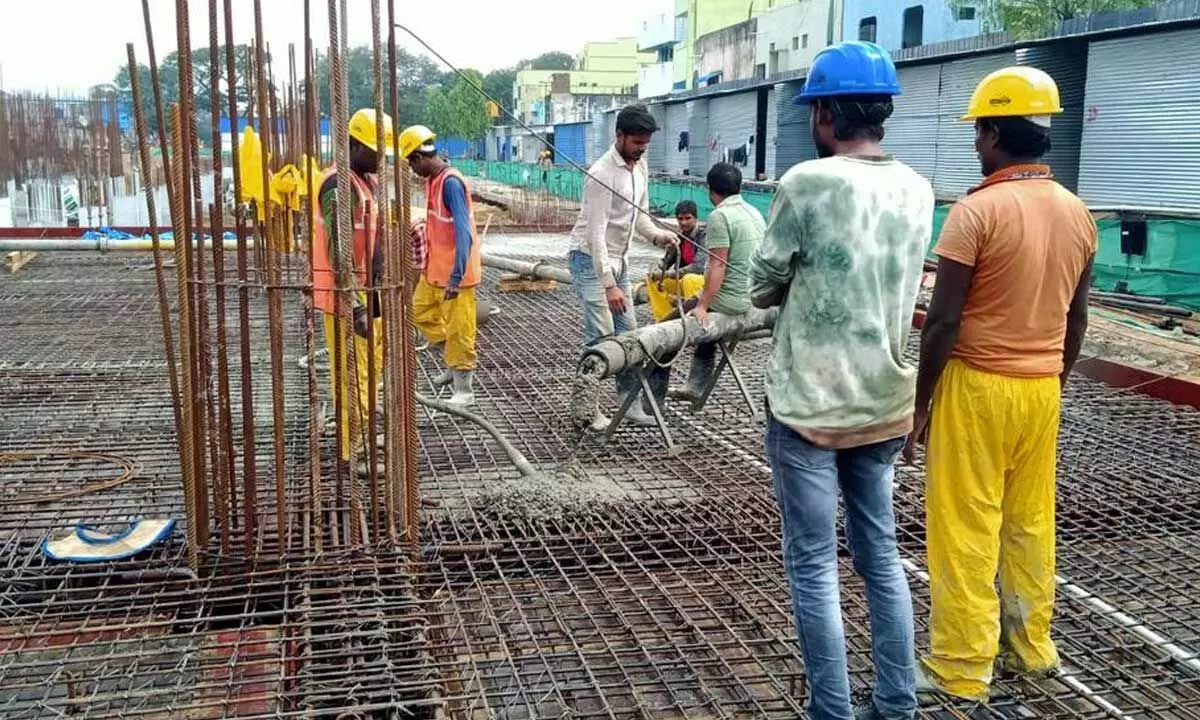 The upgradation works being carried out at Tirupati railway station.