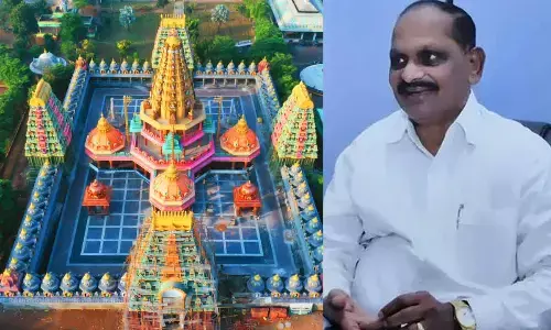 A view of the magnificent Sri Mahakaleshwar temple and Pattapagalu Venkata Rao, the builder of the temple