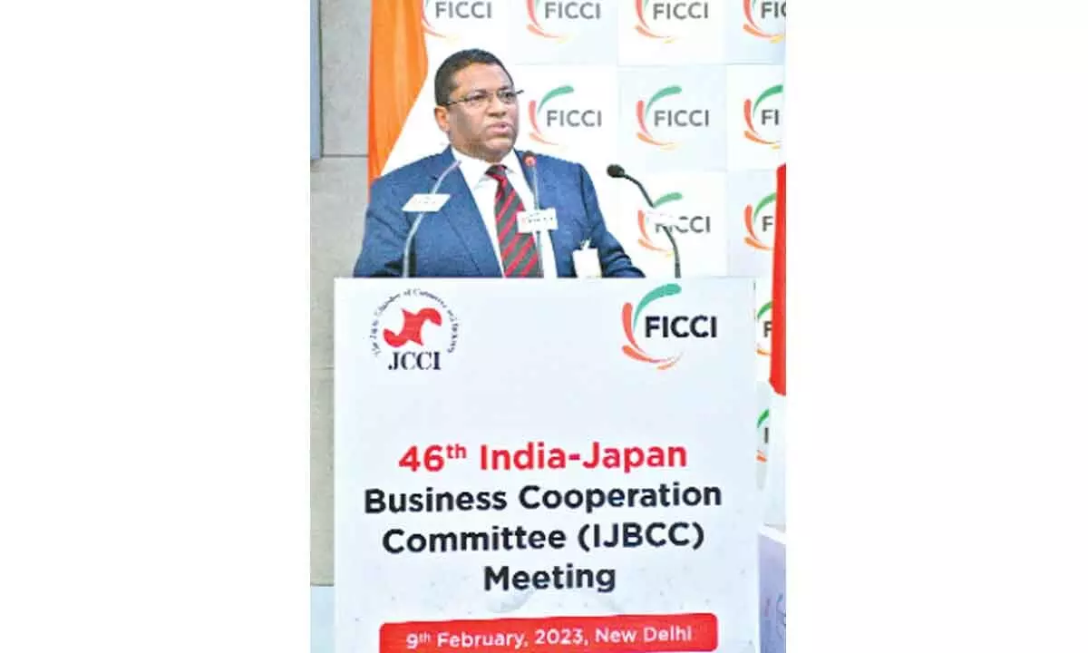 Sri City MD Ravindra Sannareddy addressing IJBCC conclave  in New Delhi on Thursday