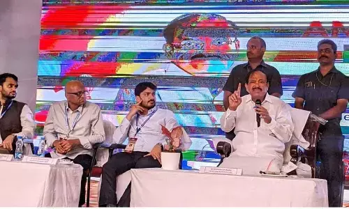 Former Vice-President M Venkaiah Naidu addressing the students at SRKR Engineering College in Bhimavaram on Saturday