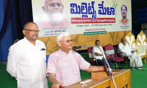 Dr Khadar Vali addressing an awareness meeting at Sri Venkateswara Vignana Mandiram in Guntur on Sunday