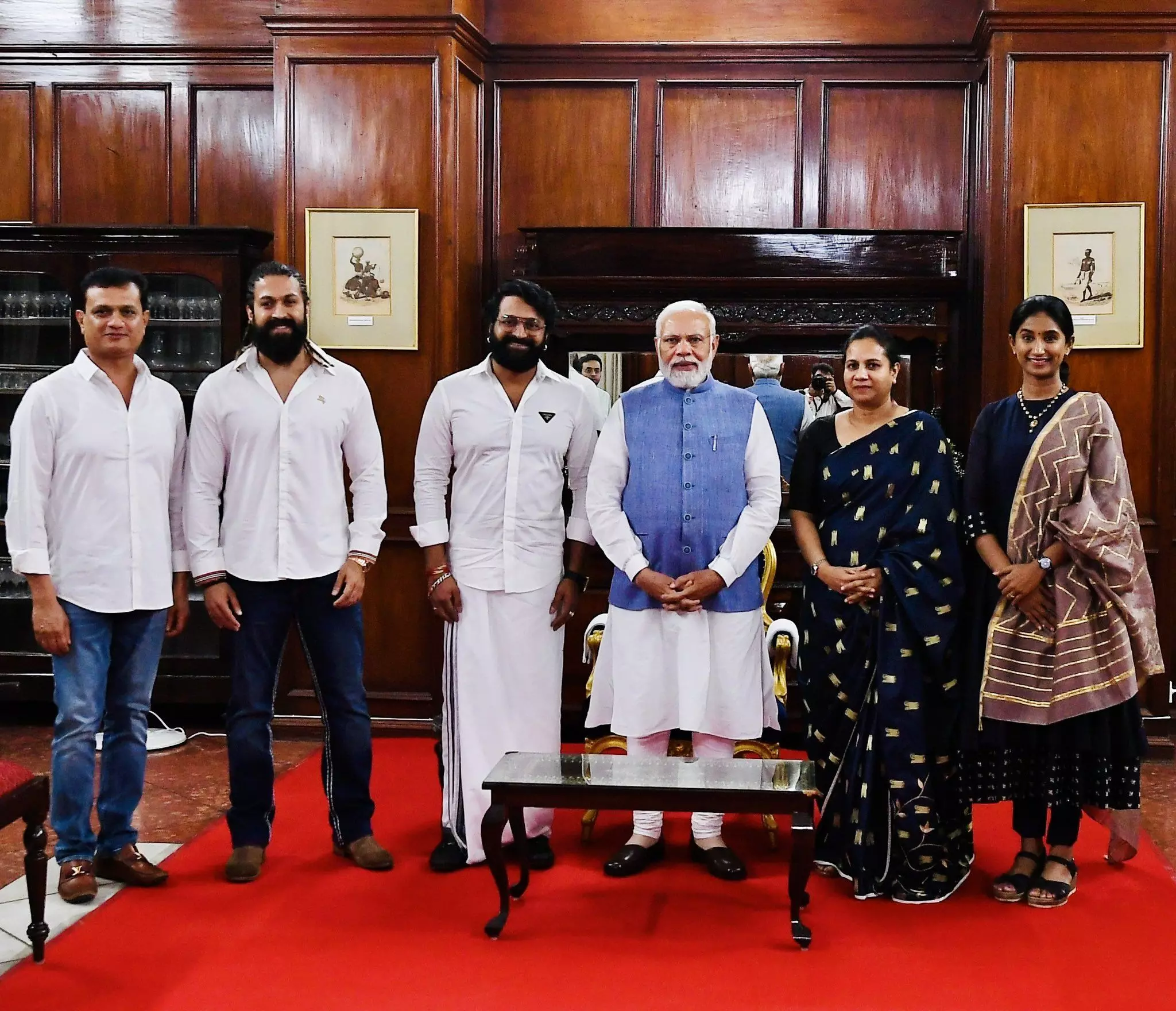 PM Narendra Modi hosts a dinner for Yash, Rishab Shetty and Ashwini Puneeth  Rajkumar at Raj Bhavan