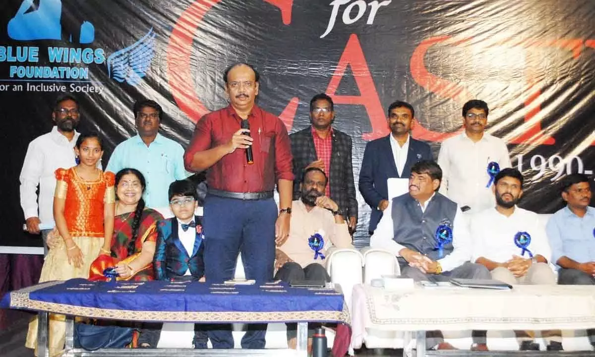 Senior journalist M Satish Chandar speaking at a review programme of his book ‘C for Caste’ in Ongole on Monday