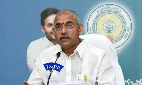 BC Welfare Minister Chelluboina Venu Gopalakrishna addressing the media at the Secretariat at Velagapudi on Monday