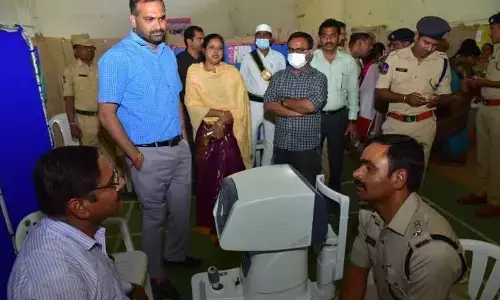 Kanti Velugu camp organised for police families at Karimnagar Police Commissionerate on Monday