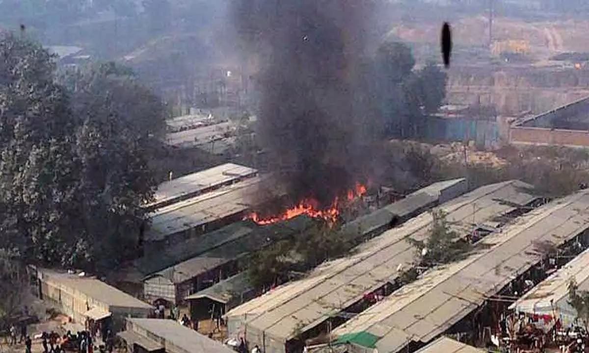 Over 100 shanties gutted in Gurugram fire