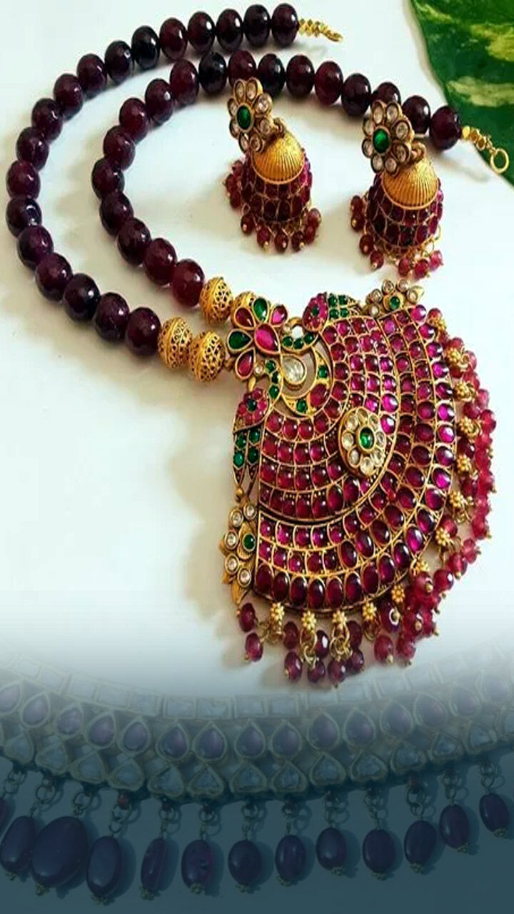 Buy Latest Light Weight Ruby Stone Necklace Designs for Ladies