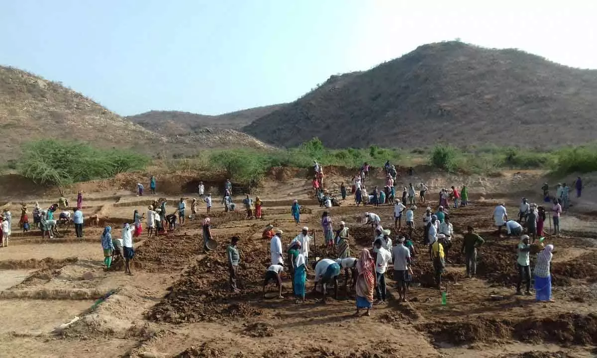 Filw photo of people working under MGNREGS in Prakasam district