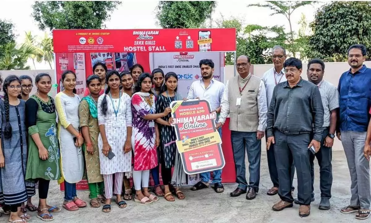 SRKR Engineering College secretary and correspondent SRK Nishanth Varma launching the App at girls’ hostel in Bhimavaram on Thursday