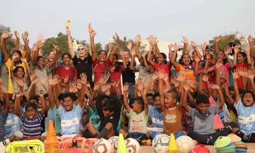 Boys and girls from rural areas receive training in football and other sports in Anantapur