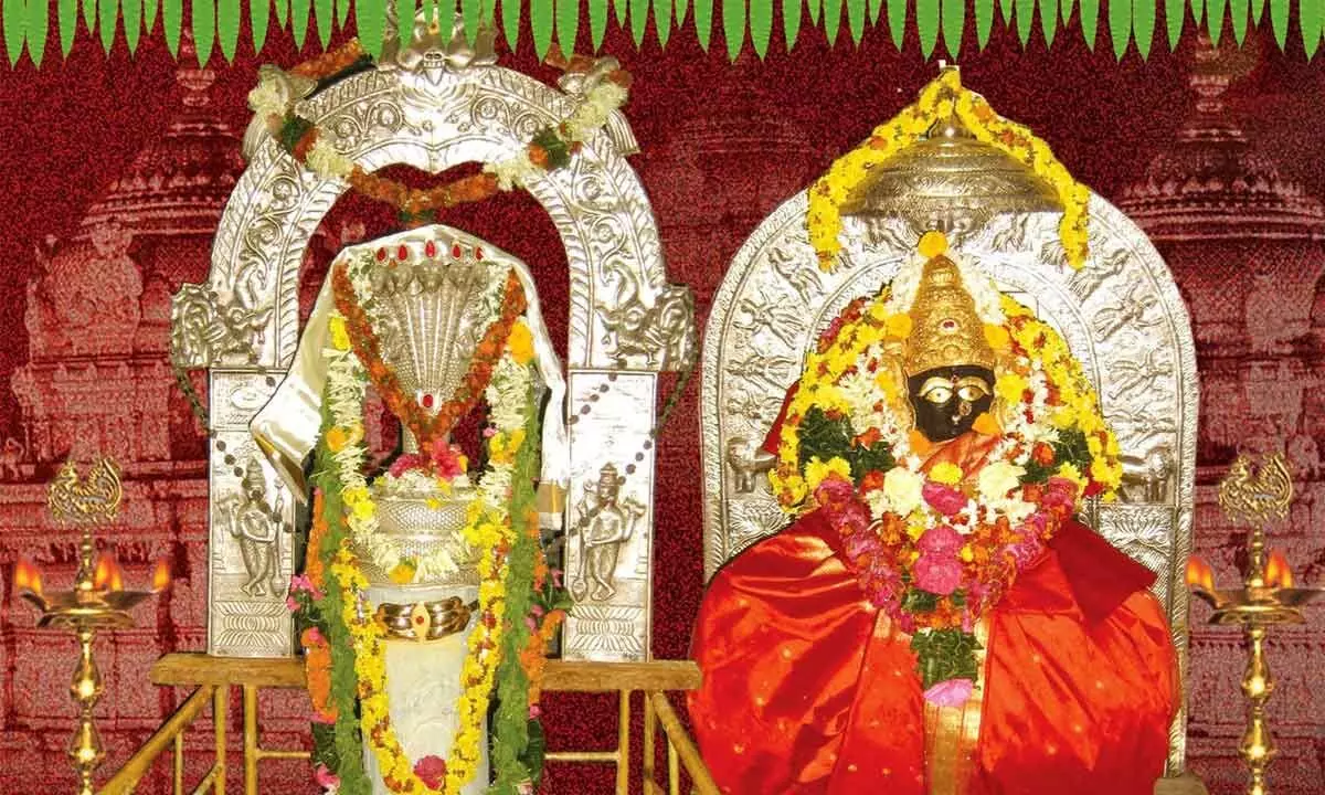 The presiding deities at Sri Bheemeswara Swamy temple, Draksharamam