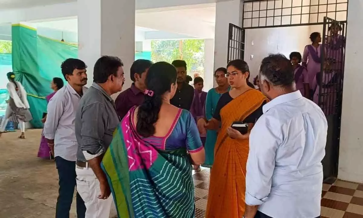 Joint Collector Kalpana Kumari interacting with the KGBV School staff in Anakapalli districtX