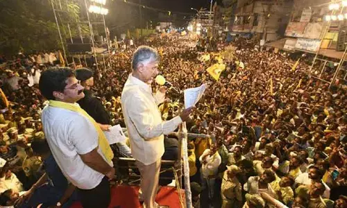 TDP national president N Chandrababu Naidu addressing people during ‘Idemi Kharma Mana Rashtraniki’ programme in Anaparthi in East Godavari district on Friday evening