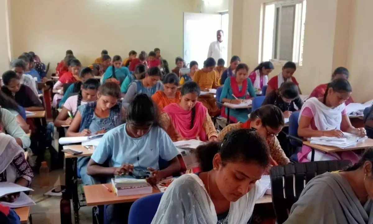 Youth preparing for jobs in the District Library in Karimnagar