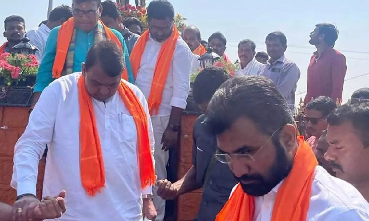 State Legislative Speaker Pocharam Srinivasa Reddy participating in Chhatrapati Shivaji Maharaj Jayanti in Nizamabad district on Sunday
