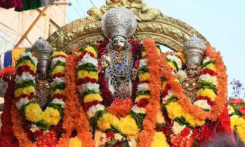 The processional deities of Durga Malleswara Swamy temple 	Photos: Ch Venkata Mastan