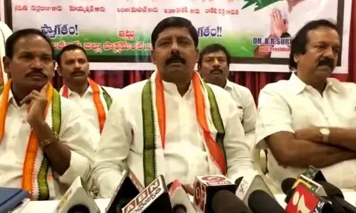 APCC president G Rudra Raju addressing the media in Chittoor on Sunday