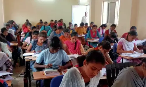Youth preparing for jobs in the District Library in Karimnagar