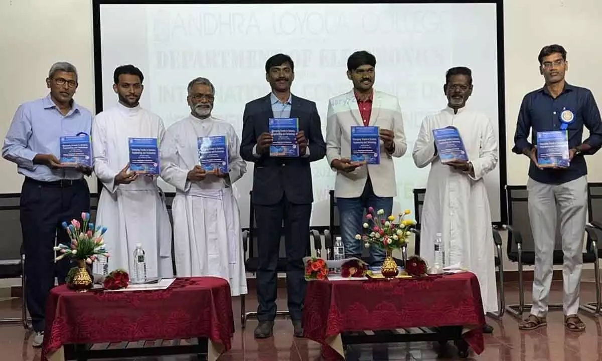 Dignitaries at an international conference in Vijayawada on Monday