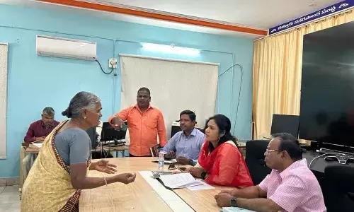Municipal Commissioner Dr J Aruna receiving petitions at Spandana in Chittoor on Monday