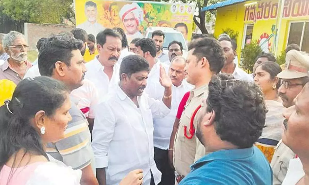 Tension grips in Gannavaram over clashes between TDP, YSRCP, police impose restrictions
