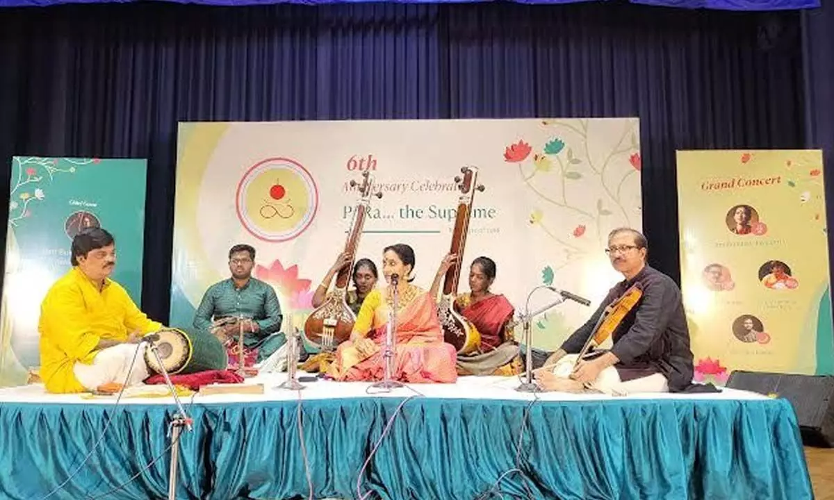 Kutcheri: Renowned Carnatic singer and Padma Shri award recipient Bombay Jayashri performing at a concert in Visakhapatnam