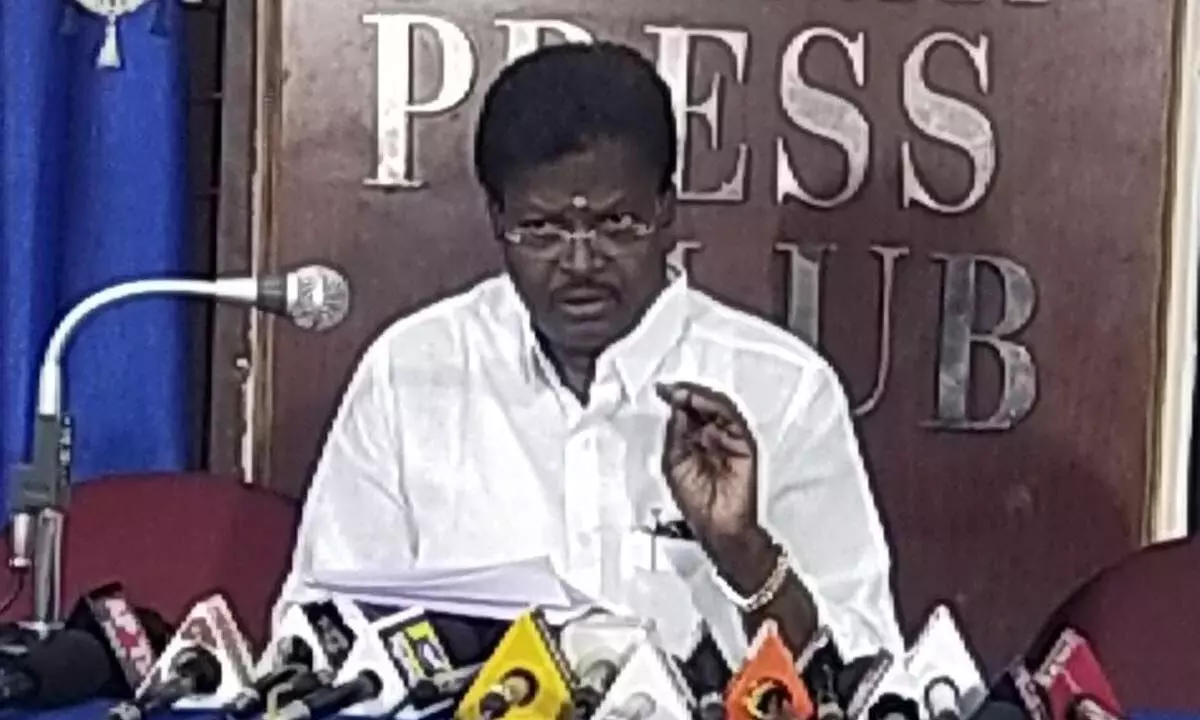 YSRCP nominee for MLC election Dr Sipai Subramanyam  speaking to media persons in Tirupati on Wednesday